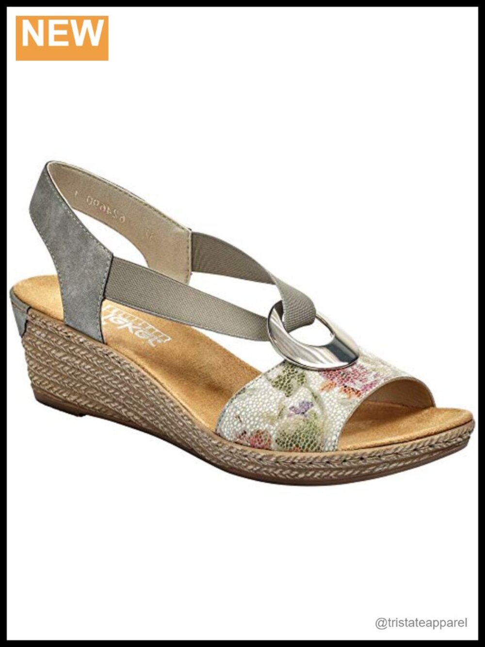 Rieker Wedge Sandals Slip On Cushioned Insole Ankle Strap Comfortable